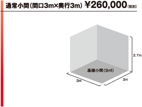 通常小間（間口3m×奥行3m） ¥260,000（税別）
