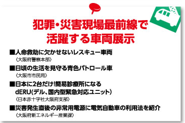 犯罪・災害現場最前線で活躍する車両展示